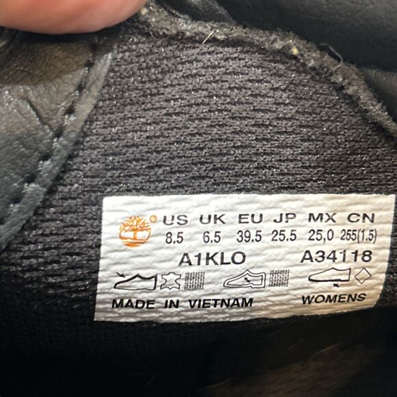 Timberland Women 8.5 Dausette A1KLO Black Nubuck Leather High Top Sneakers - Picture 5 of 13